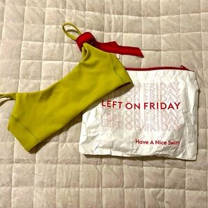 NWT Left on Friday bathing suit top xs neon yellow